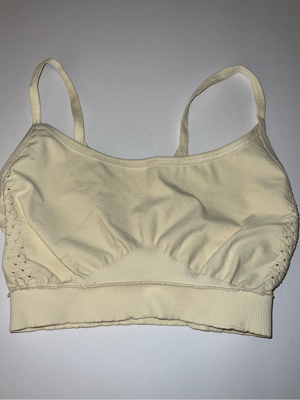 BaoBei Active Cream Strappy Back Sports Bra Medium Low Impact Yoga